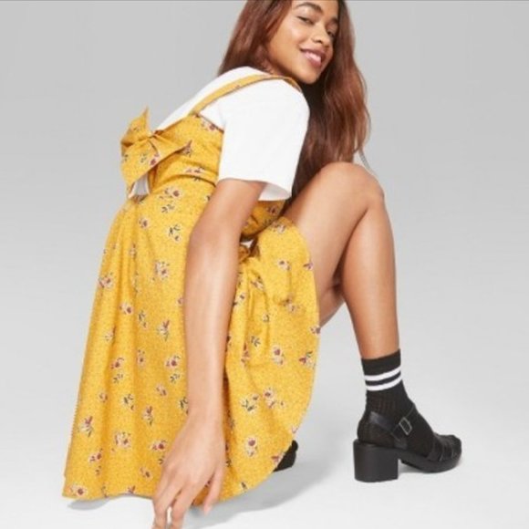 Wild Fable Yellow Floral Tie Back Dress - Picture 2 of 6